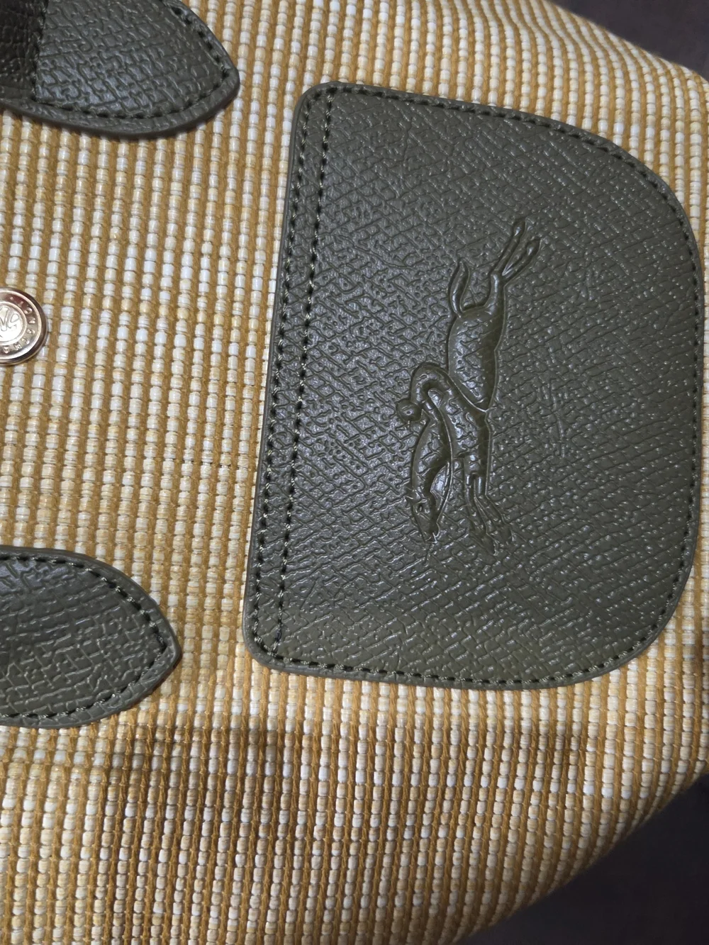 Longchamp Olive Green Leather Tote with Gold Hardware